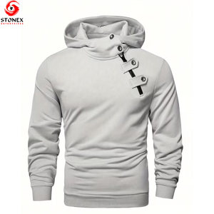 เสื้อฮู้ดโอเวอร์ไซส์ผู้ชาย แขนยาว ผ้าฟลีซคอตตอน 100% ระบายอากาศ แห้งเร็ว มีกระเป๋าหลายช่อง 2 ชิ้น  พร้อมปักโลโก้ตามสั่ง สำหรับฤดูหนาว - Product Image 3