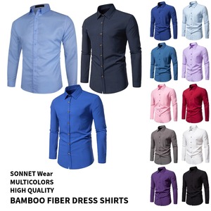 เสื้อเชิ้ตผ้าใยไผ่หลากสีสำหรับผู้ชายเสื้อออฟฟิศทางการไซส์ใหญ่ - Product Image 3