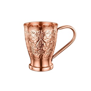 Top Quality Copper Mugs Moscow Mule <b>Coffee</b> diamond finished Wine Cup Copper Cocktail Glass Hammered Cup Glass With Handle Mugs - Product Image 5