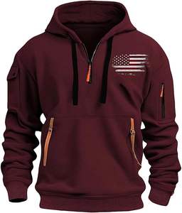 Men's Tactical Sweatshirt Solid Quarter <b>Zip</b> Pullover <b>Hoodie</b> <b>Pockets</b> Workout Running Active Made Fleece Fabric Sports industry - Product Image 2