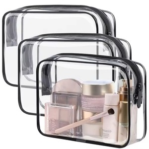 Yavuz Ambalaj 3 Pcs <b>Clear</b> PVC Fashion Cosmetic <b>Bag</b> Women TSA Approved Makeup Organizer Waterproof Travel Large Capacity Zipper - Product Image 1