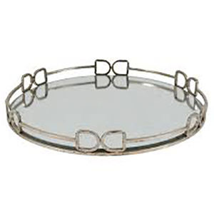 Weddings Circular Decorative Metal <b>Tray</b> Glass <b>Circle</b> Serving and Decorative <b>Tray</b> for Hotel and Restaurants - Product Image 2