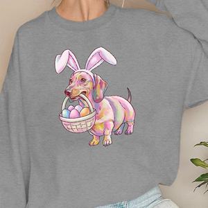 Teckel mignon avec des sweats pour femmes oeufs de Pâques - Product Image 1