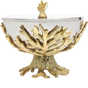 ชามโลหะพร้อมขาตั้งอลูมิเนียมแบบวินเทจผลิตภัณฑ์ชามสลัดที่เสิร์ฟจานรับประทานอาหารตกแต่งโต๊ะรับประทานอาหาร - Product Image 1