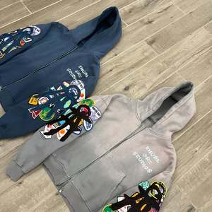 Vente en gros de patchs de broderie de haute qualité 100% coton polaire 430 GSM manches de travail lavage à l'acide Boxy Fit unisexe sweat à capuche écologique - Product Image 2