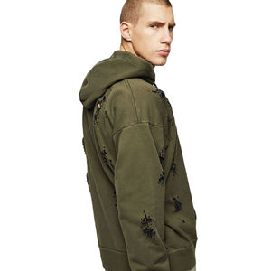 Venta al por mayor personalizado hombres calidad superior desgastado hombro caído ropa de calle de gran tamaño invierno 100% algodón serigrafía sudaderas con capucha - Product Image 3