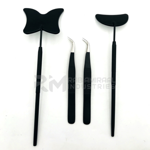 Miroir professionnel OEM en acier inoxydable demi-lune pour cils, couleur personnalisée, style plume, extension de cils faux CC, vente en gros - Product Image 1