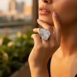 "Women's Statement <b>Crystal</b> Pave <b>Ring</b> Elegant & Sparkling" - Product Image 3