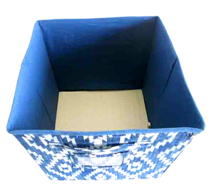 Blue Printed Cotton Fabric Stitched On The <b>Cardboard</b> Beautiful Collapsible Yet Sturdy <b>Box</b> For Multiple Use <b>Storage</b> <b>Box</b> - Product Image 1