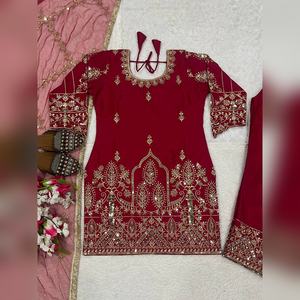 Precio al por mayor de salwar kameez m xxl, conjunto de 3 piezas de algodón con bordado a mano, para suministro de catálogo y tienda, ajuste moderno - Product Image 6