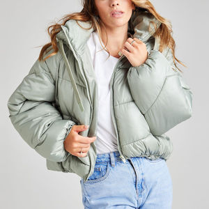 Chaqueta de burbujas de punto con patrón sólido a la moda para mujer para la temporada de otoño e invierno, ropa transpirable para exteriores, chaqueta acolchada para mujer - Product Image 3