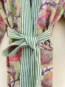 Vestido Kimono con patrón de Flora de algodón 100% para mujer, tejido de alta calidad, informal, invierno, primavera, verano, Otoño, transpirable, secado rápido - Product Image 5