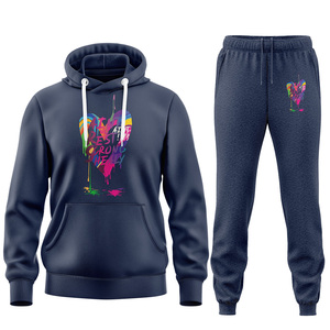 Conjunto de chándal de invierno unisex, Sudadera con capucha cómoda de secado rápido, ropa informal, logotipo de talla grande personalizado, opción transpirable al por mayor - Product Image 1