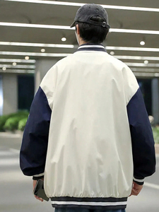 OEM High Quality Custom Embroidery Patches Stand Collar Wool Fabric Bomber <b>Jacket</b> <b>Men</b> Varsity Baseball Letterman <b>Jacket</b> Winter - Product Image 2