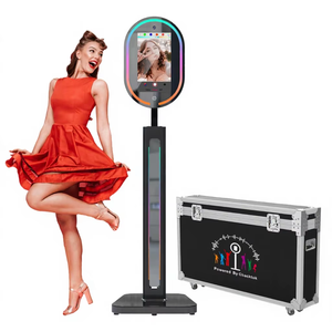 Photomaton compatible iPad avec écran tactile HD de 15,6 pouces, éclairage annulaire LED RVB à intensité variable et valise de transport pour fêtes et mariages - Product Image 4