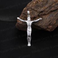 Crucifix catholique en argent sterling plaqué rhodium fait main, croix religieuse de Jésus, pendentif de foi chrétienne, bijoux fins, cadeau