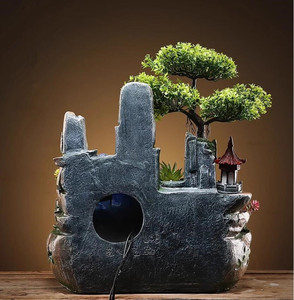 Décoration créative pour la maison, rocailles en bonsaï, fontaine à eau courante en résine, petits ornements de table - Product Image 6