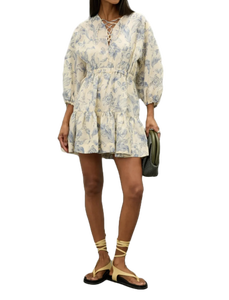 Stylish Blue <b>and</b> <b>White</b> Floral <b>Dress</b> for Women Premium Quality Summer Wear Suitable for Parties Beach Holidays <b>and</b> Everyday Use - Product Image 3