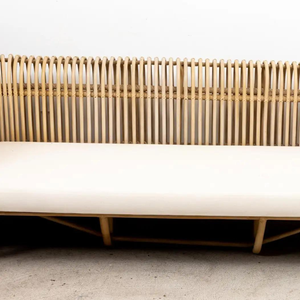 Canapé en rotin tissé à la main moderne - Canapé bohème minimaliste avec coussins pour une utilisation en intérieur et en extérieur - Product Image 5