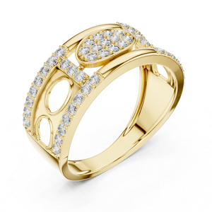 แหวนเพชรทรงกลมสีโรสโกลด์ 14K สำหรับผู้หญิง |   เพชรที่เพาะเลี้ยงใหม่ - Product Image 5