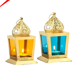 Bougeoir en métal de décoration moderne pour restaurant, lanterne de table fantaisie - Product Image 1