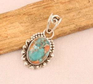 สร้อยคอจี้อัญมณีรูปวงรีทำจากเงินแท้925ชุบโรเดียมเทอร์ควอยซ์ทำจากทองแดงหอยนางรมเป็นของขวัญครบรอบ - Product Image 1