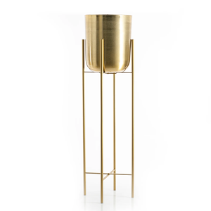 Jardinières sur pied pour décoration de sol de maison et de jardin Jardinière en métal poli brillant or Offre Spéciale avec support - Product Image 2