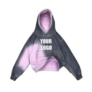 Customized Distressed Sweatshirt with Embroidered Collar Unisex 100% Cotton <b>Thermal</b> <b>Hoodie</b> Zipper Design Handmade OEM Service - Product Image 3