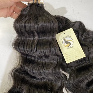 Extensions de cheveux naturels Remy, cheveux vierges de qualité supérieure, 100 humains, Double dessin, Deep Wave, couleur noire, grand Stock - Product Image 3