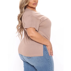 Camiseta de Verano de Manga Corta con Cuello Redondo y Ajuste Regular para Mujer, Nueva Llegada, de Alta Gama, Informal, Tejida, 100% Algodón, 220g, Transpirable, con Logotipo - Product Image 3