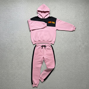 Chándal de algodón 100% de alta calidad para hombre, ropa informal de invierno de gran tamaño, conjunto de 2 piezas con logotipo bordado personalizado de 2 tonos para hombre - Product Image 1