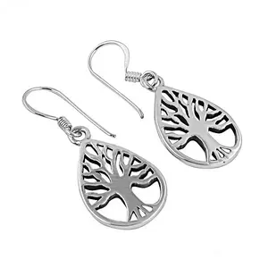Boucles d'oreilles en argent 925 - Plaqué or - Diamants - Design Arbre de Vie Chrétien - Pour mariages et fêtes - Product Image 3