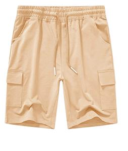 Men's Eco-Friendly Solid Pattern Mid <b>Waist</b> <b>Cargo</b> <b>Shorts</b> Anti-Wrinkle Quick Dry Terry Knitted Formal Style with <b>Elastic</b> Closure - Product Image 4