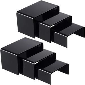 Elegante soporte elevador de acrílico negro Pedestal de exhibición apilable versátil para pasteles, manualidades, cosméticos y decoración del hogar - Product Image 6