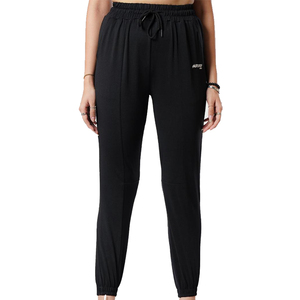 Jogging noir en tricot pour femme, longueur cheville, avec cordon de serrage à la taille et logo brodé sur la jambe droite, tenue décontractée pour l'automne - Product Image 6