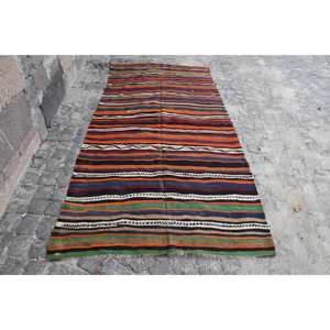 Rouge Noir Vintage Tapis Turc Grande Surface 4.4 X 10.6ft Laine Matériel Latex Support Écologique Patchwork Salle À Manger Rectangle - Product Image 1