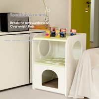 Meuble multifonctionnel pour chat, maisonnette intérieure, lit, table d'appoint, abri fermé en plastique pour chat