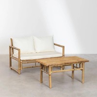 Hochwertiges Möbelset aus Sofas und Tisch zum Verkauf – Sofa, Sessel und Couch aus Natur-Bambus für den Export