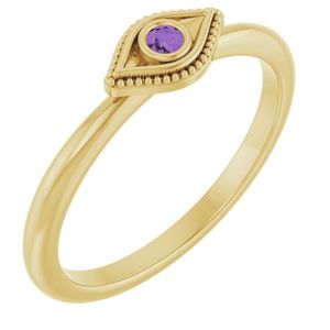 Stuller Romantic Trendy Adjustable <b>Ring</b> 14KY Evil Eye Bezel <b>Set</b> Stackable Fashionable Romantic Gift for Any 72149:188P Number - Product Image 1