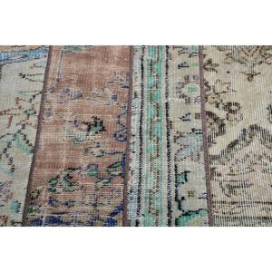 Alfombra Turca Vintage Pequeña de 2x4.1 pies, Alfombra Persa Azul Marrón - Product Image 4