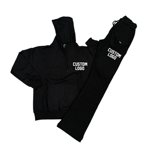 Ensemble de survêtements d'hiver en coton pour hommes, sweat-shirts et pantalons évasés de style streetwear avec logo personnalisé, vente en gros - Product Image 6