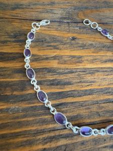 Pulsera de amatista delicada minimalista de Plata de Ley 925 de moda, conjunto de bisel de corte ovalado de piedra Natural, regalo de fiesta de cristal de piedras preciosas para - Product Image 2