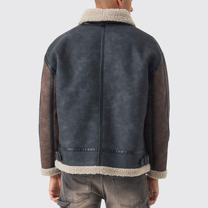 Blouson aviateur en cuir de style luxueux, écologique et lourd Design Sherpa Blouson en cuir de mouton fabriqué sur mesure et chaud pour l'hiver - Product Image 6