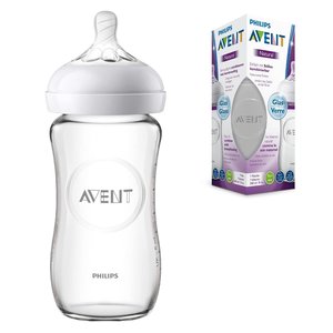 Bottiglia di vetro naturale Avent flusso lento 1 mese + 240 ml SCF53/17