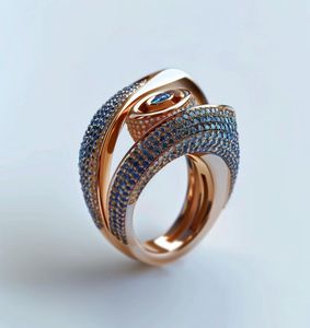 Bijoux tendance pour femmes en or 18 carats plaqué or avec diamants bleus cultivés en laboratoire certifiés IGI, avec accents de bagues en diamants - Product Image 1