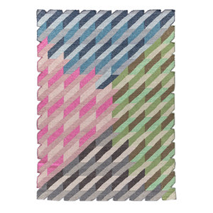 พรมลายตารางหมากรุกสีชมพูและสีม่วงลายเรขาคณิตแบบทอแบนทำจากขนสัตว์และวิสโคสสำหรับตกแต่งบ้าน-ADWV-13086 - Product Image 1