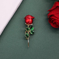 brooch bunga mawar 3d enamel logam perhiasan wanita