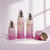 Pot en verre dépoli rose dégradé de 50g, de haute qualité, pour crème cosmétique et soin de la peau, avec couvercle à vis électroplaqué or, pour crème visage/yeux
