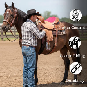 Silla de Montar de Cuero Occidental con Flores Talladas a Mano para Carreras de Barriles |   Silla de Montar Premium para Caballos, para Velocidad y Estilo - Product Image 3