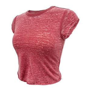 Women <b>Ladies</b> <b>Knit</b> <b>Short</b>-<b>sleeve</b> Fashion Burnt-out Washed Cropped T-shirt 2026 - Product Image 2